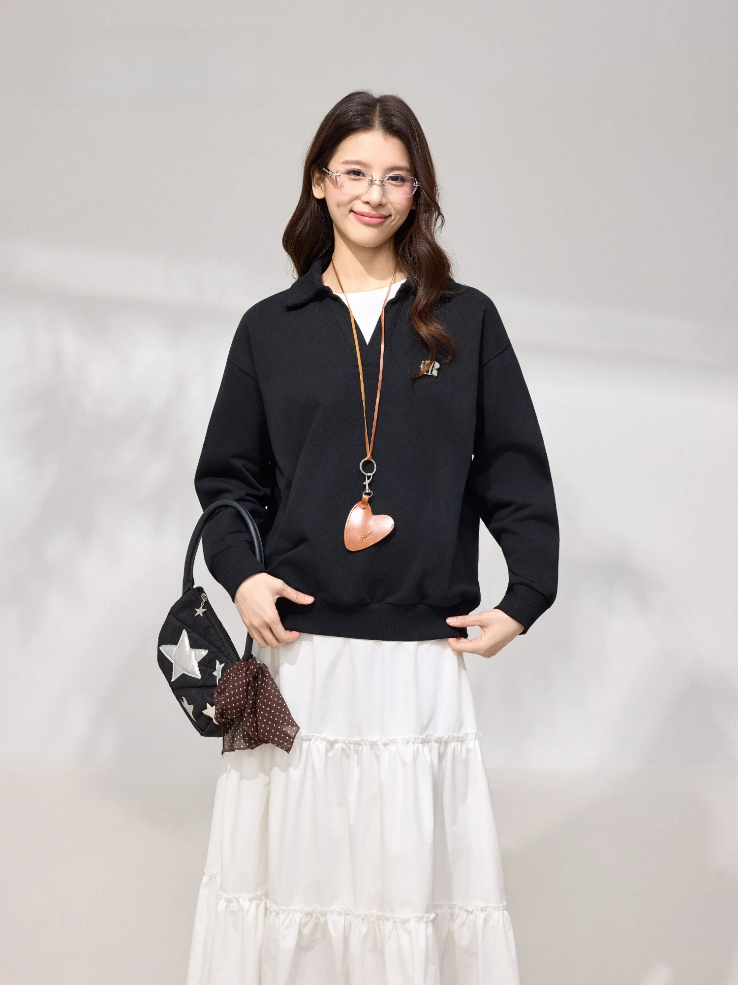 

Женский повседневный свитшот Bla V-ne с отложным воротником, облегающий базовый топ, модный весенний лонгслив из смесового хлопка и полиэстера