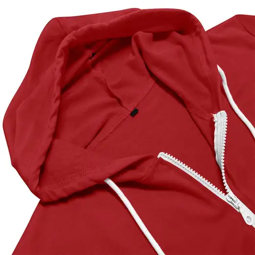 Imagen 2 del producto Camiseta con capucha y cremallera para hombre, camiseta con capucha de manga corta de verano, camiseta con cremallera de Color sólido y bolsillos para deportes callejeros, camiseta de gimnasio