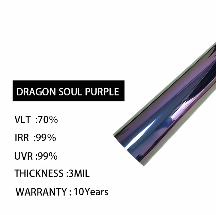 3mil Kameleon Window Tint Film Paarse Kleur Window Tint Bescherming Autoruiten op Voorraad Warmte-isolatie Explosieveilig