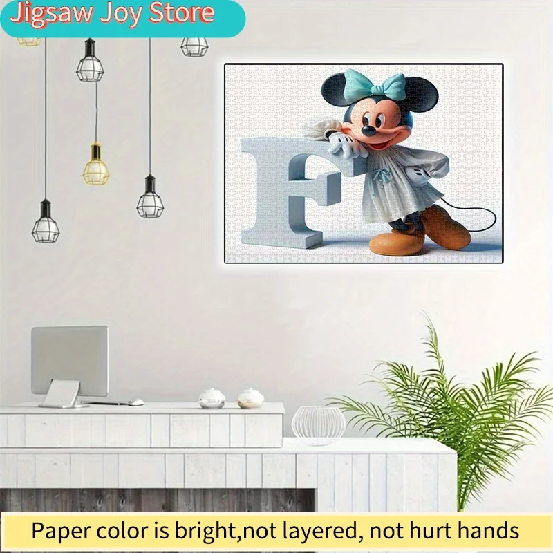 Disney  Paper Puzzle, DIY Puzzle, Minnie Cartoon Character, Letter F Shape, Adult Puzzle, Paper Puzzle, Suitable for Home Leis