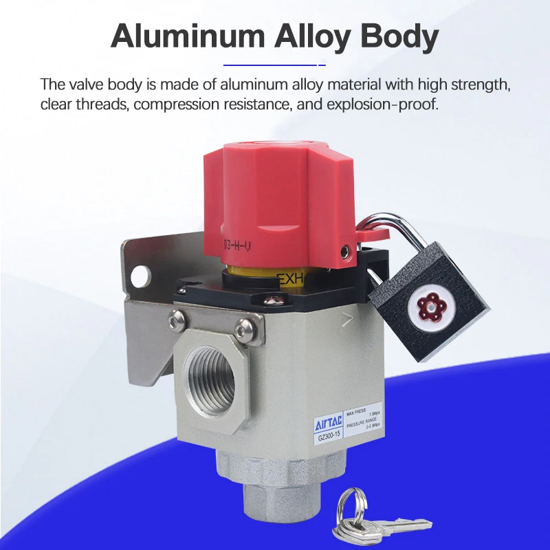 AirTAC GZ Series Safe On-Off Valve GZ200 GZ300 GZ400 06 08 10 15 GZ30015J Pneumatic Air Source Control Manual Cut-Off Valve
