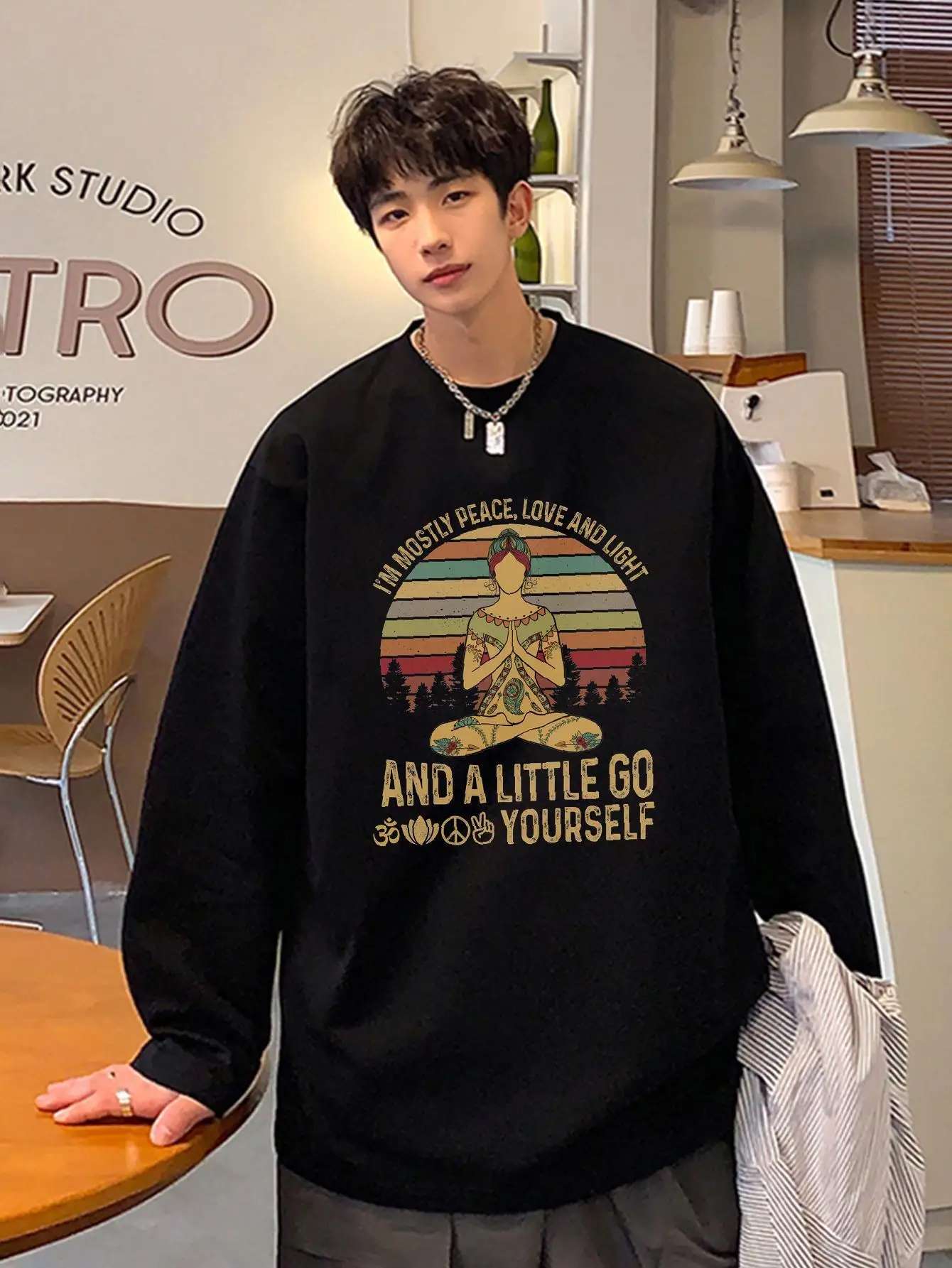 Vintage Casual Man T-shirts Fashion Oversize Hip Hop Streetwear Long Sleeve Pure Cotton Unisex Tees Harajuku Male Autumn Tops