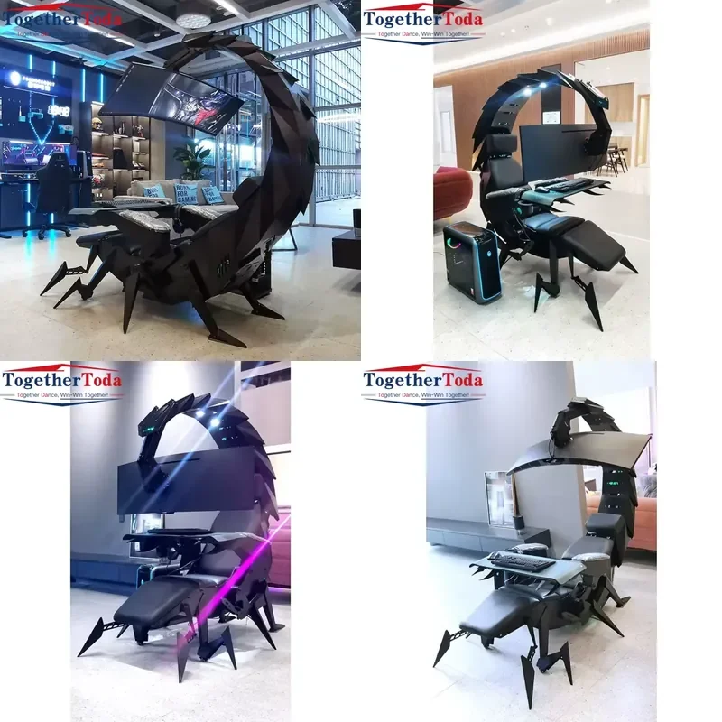 【CHIMU HOME】 High Tech Modern Electrical Recline Swivel Support 3 Scorpion Gaming Chair With Heat and Massage Cushion