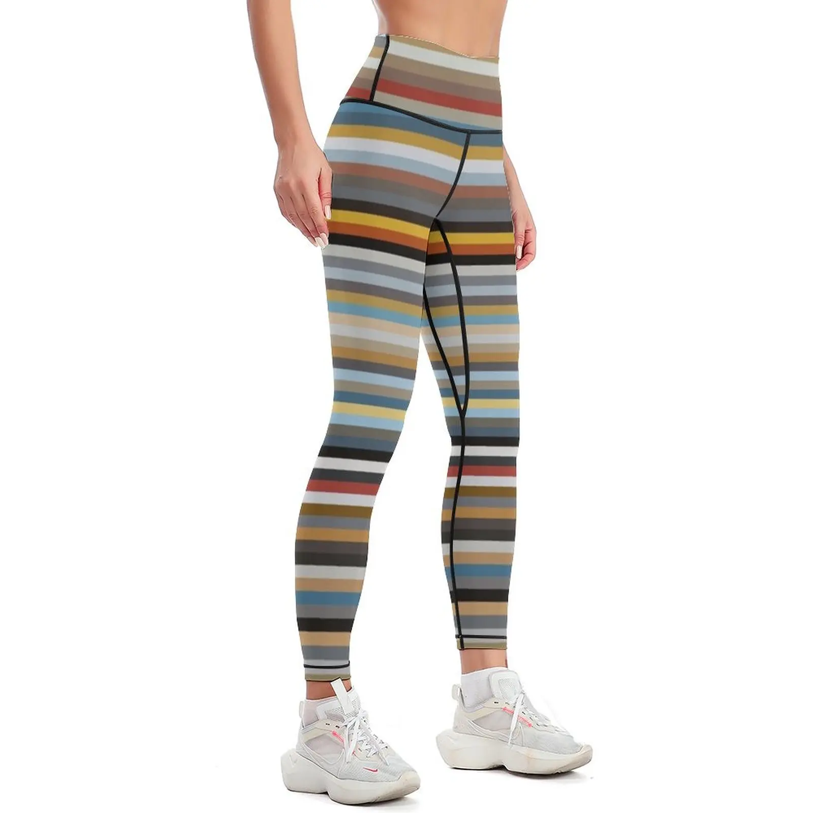 Nordic Stripes Horizontal Pattern Leggings Sportswear woman gym Leginsy push up Womens Leggings