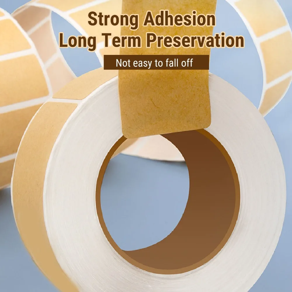 5Pcs Kraft Self Adhesive Stickers Roll Packaging Writable Surface Target Pasters Lightweight Practical Square Labels
