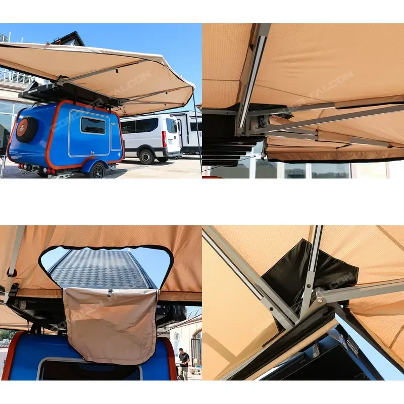 270 Degree 4-Person Capacity Aluminium Construction Waterproof Sunshade Awning for SUV Trailer Trucks Camping and Outdoor Use