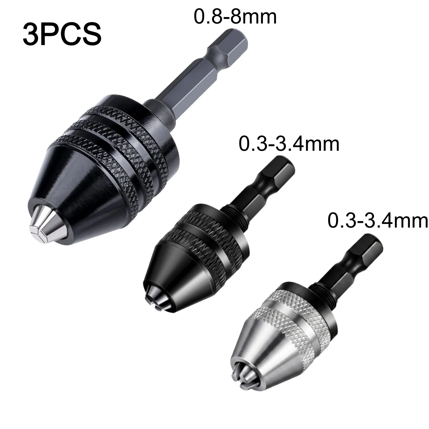 3PCS Drill Bit Adapter 1/4 Hex Shank Keyless Drill Chuck Adapter Small Drills Chuck Extension for Impact Driver Quick Connect