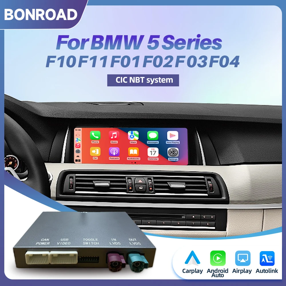 BONROAD Wireless CarPlay Adapter For BMW NBT CIC 5 7 Series F10 F11 F07 GT F01 F02 Android Auto Airplay OEM Integration Module