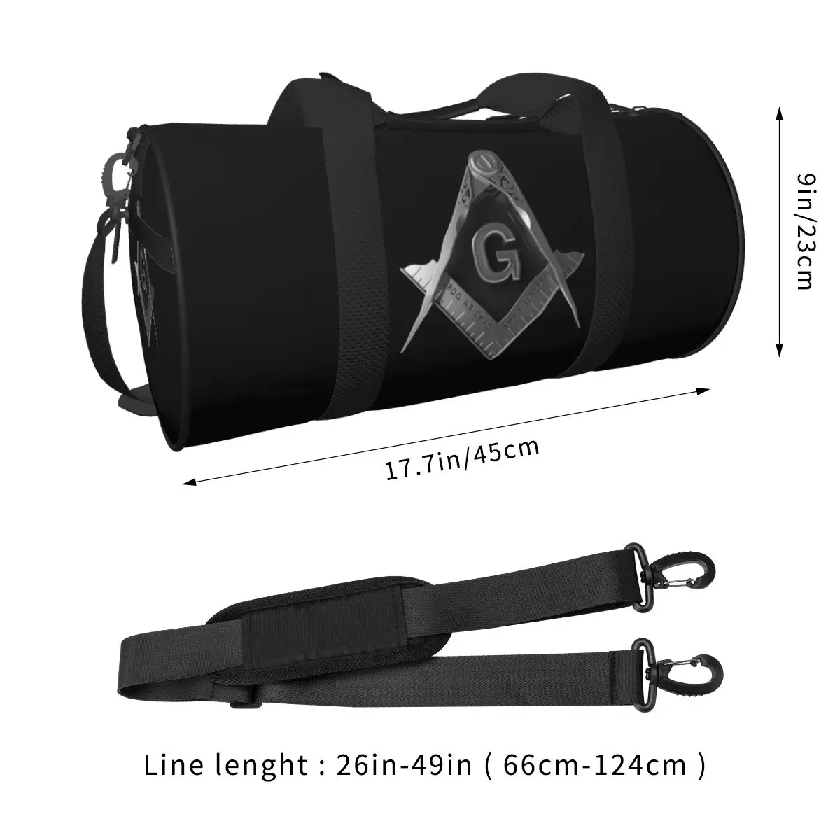 Freemason Sport Bags Compass Silver Fashion Gym Accessories Gym Bag Portable Men Women Handbag Training Retro Fitness Bag