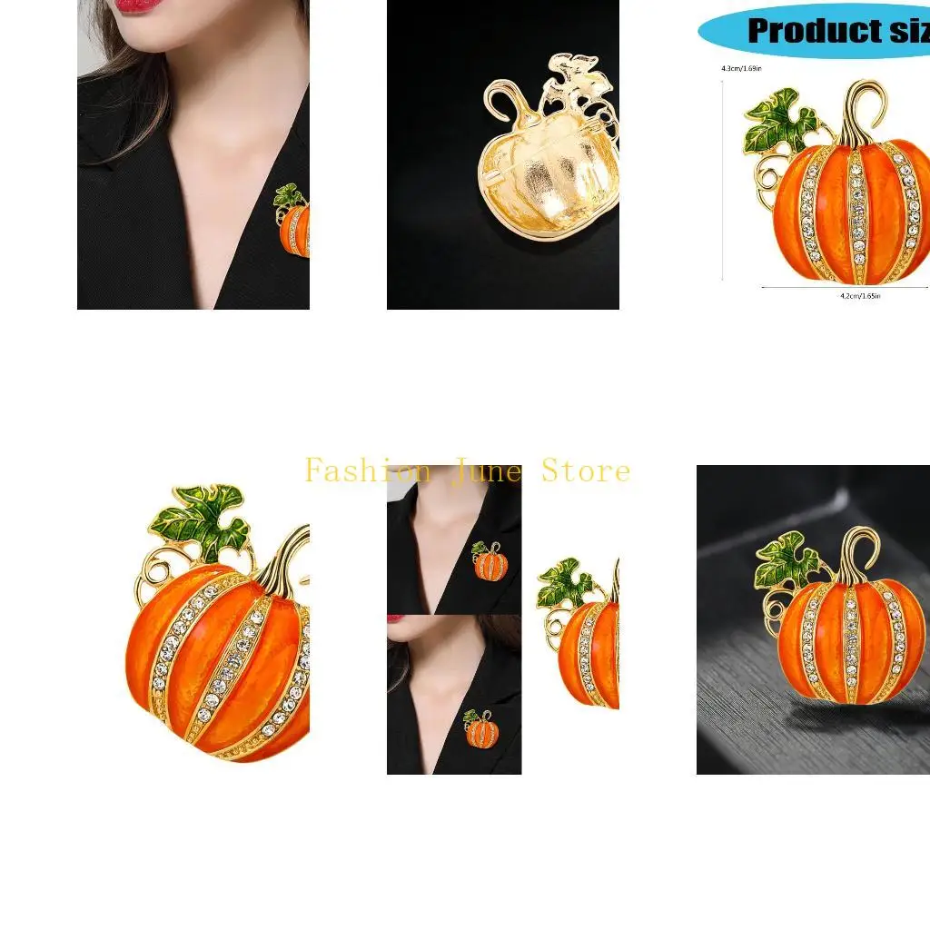 N5KA Stylish Pumpkin Brooch Secure Lock Clasp Alloy Badge Pin Evening Party Accessory