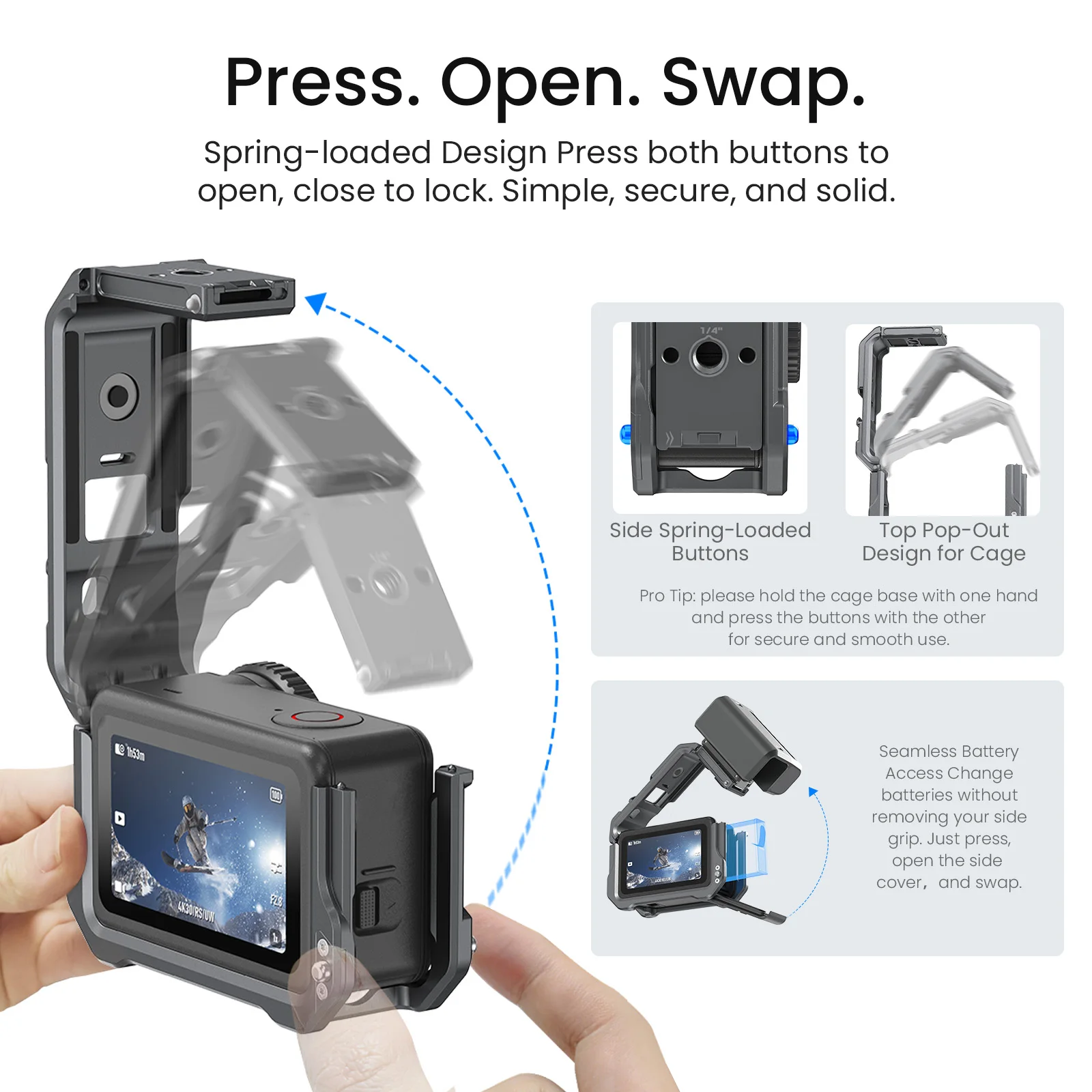 aMagisn Metal Cage for DJI Osmo Action 6,with Lens Cap,Quick Release Base Compatible,Protective Accessories for DJI Action 6