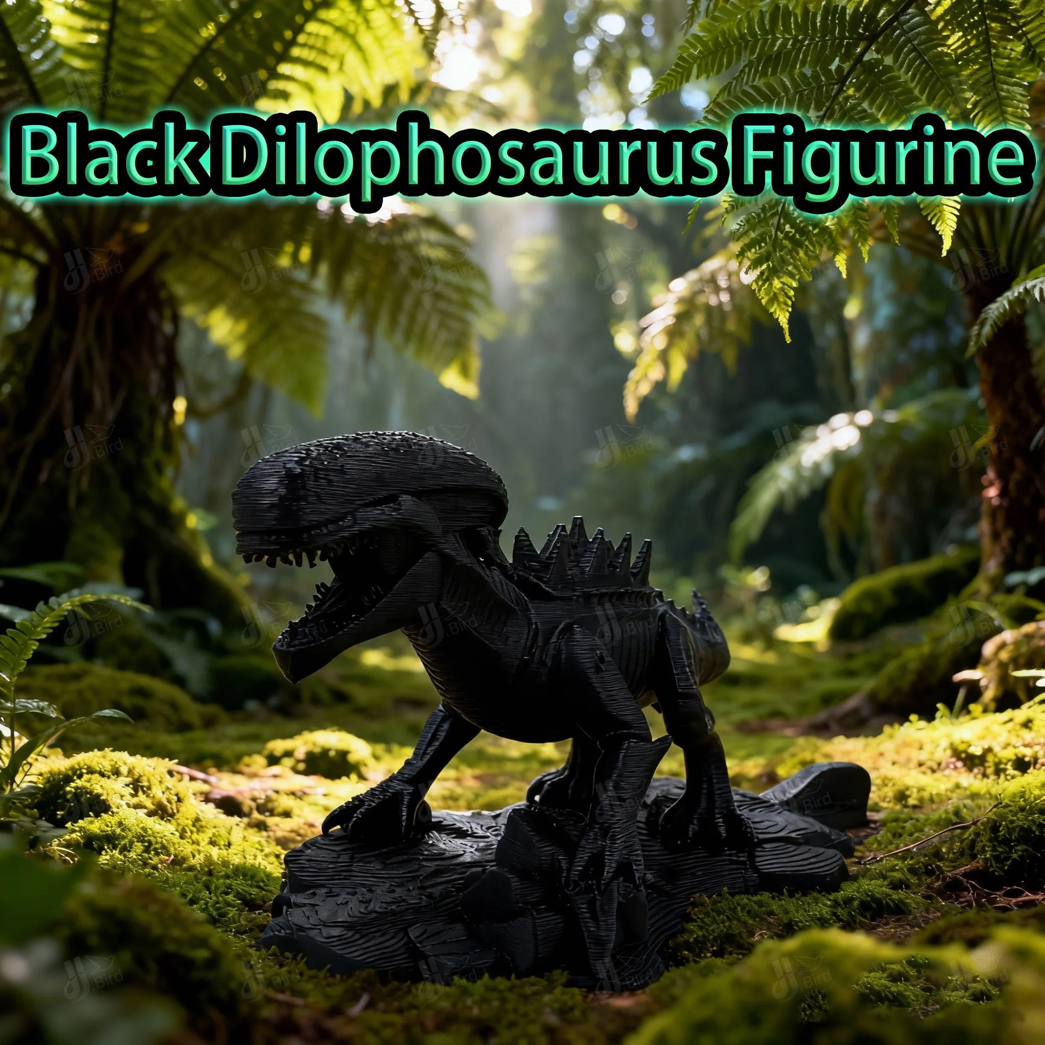 1pc Black Alien Dilophosaurus Figurine, suitable for desktop, desk, office & entryway display. Perfect for New Year's Day