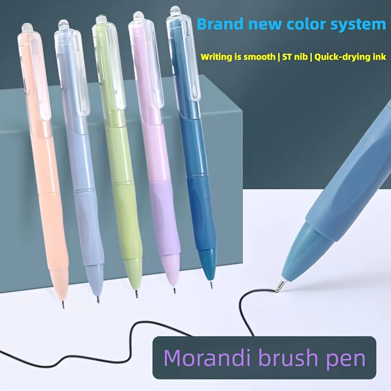 6-Pack Morandi Exam-Taking Pen Macaron ST Pen Tip, Neutral Pen , Black Carbon Ink, Smooth Writing, Waterproof, Quick-Dry