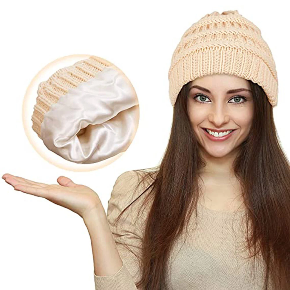 1Pcs Warm Knitted Beanie Hats For Women Fashion Solid Color Hip-hop Pullover Caps Winter Coldproof Versatile Brimless Hat Gorro