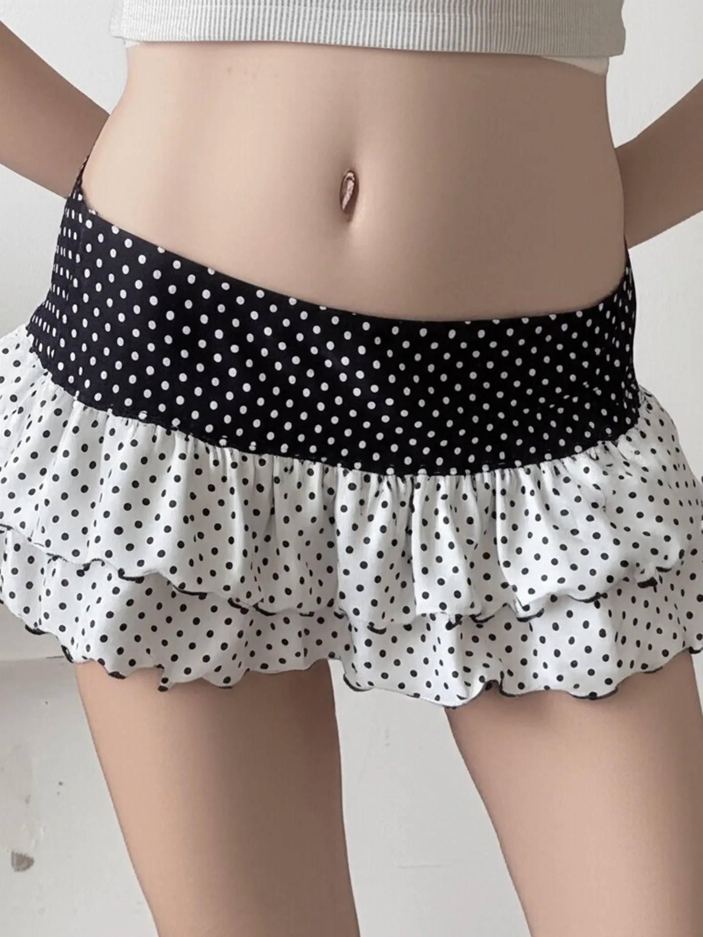 Women's White Mini Skirt Vintage A-line Skirt Harajuku Korean Style Y2k Gyaru Polka Dot Micro Skirts 2000s Clothes Summer 2026