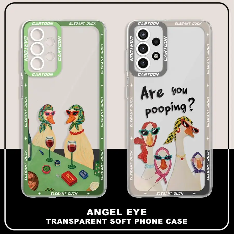 Case for Samsung Galaxy A52s A52 A21s A32 A50 A12 A16 A17 A51 A71 A72 A31 Soft Phone Cover Cartoon Duck 