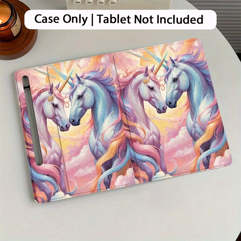 

Чехол для планшета Samsung Galaxy Tab S7 S8 S9 S10 FE Plus 12,4 13,1 дюйма с рисунком единорога и цветами, светящийся в темноте