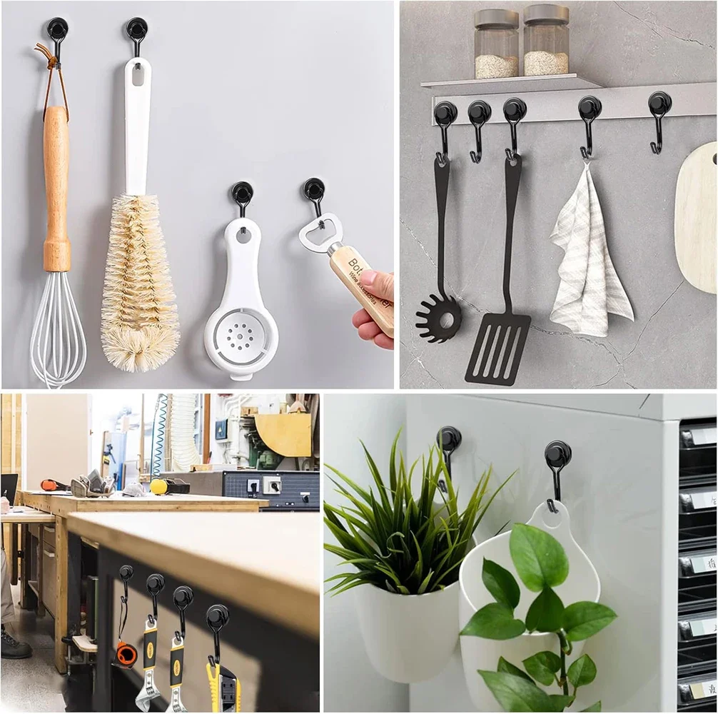 New Magnetic Hooks Heavy Duty Magnetic Swivel Hooks Cruise Black Strong Neodymium Magnet Hook for  Refrigerator, Grill, Locker