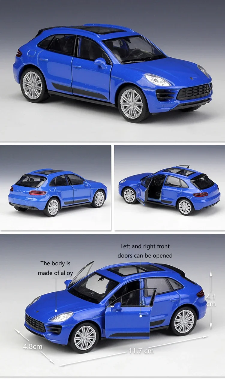 WELLY 1:36 بورش ماكان توربو محاكي التراجع سيارة SUV مقياس نموذج سيارة معدنية دييكاست سبيكة سيارات لعبة للأطفال هدية B17