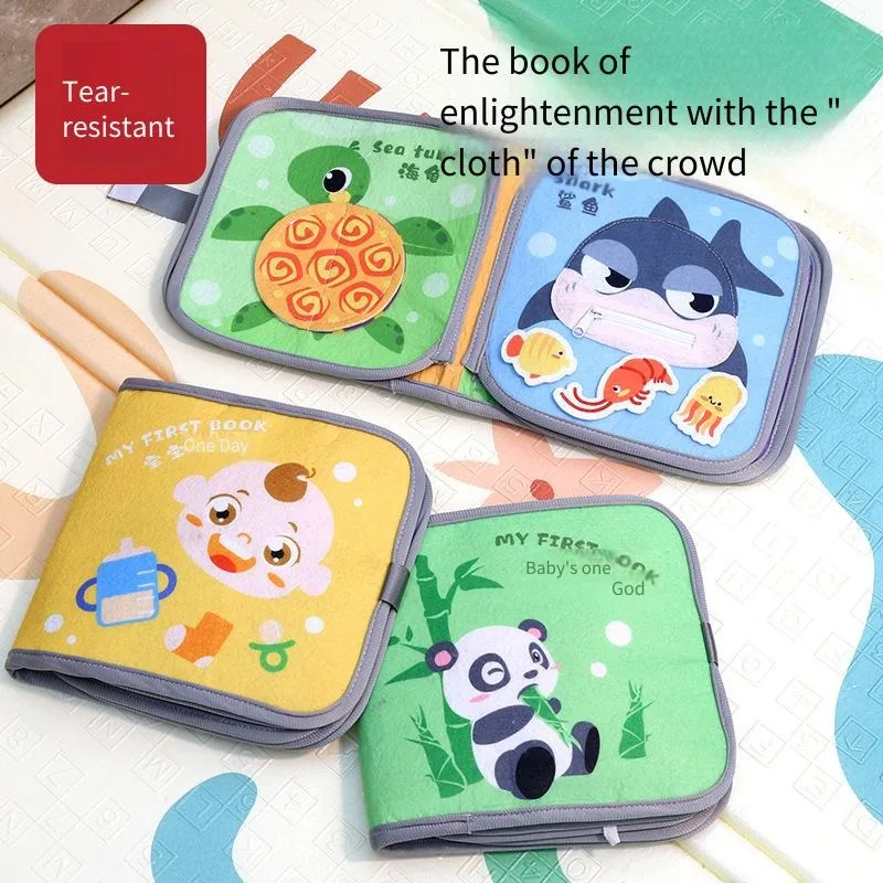 Livro de pano para bebês, educação precoce, resistente a rasgos, seguro com gancho 3d, brinquedo cognitivo montessori, livro sensorial lavável