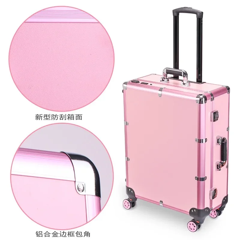 2024 New Tempered Glass Cosmetic Case Outdoor Camping Multitool Aluminum Alloy Frame LED Light Bulb Makeup Artist Tool Box