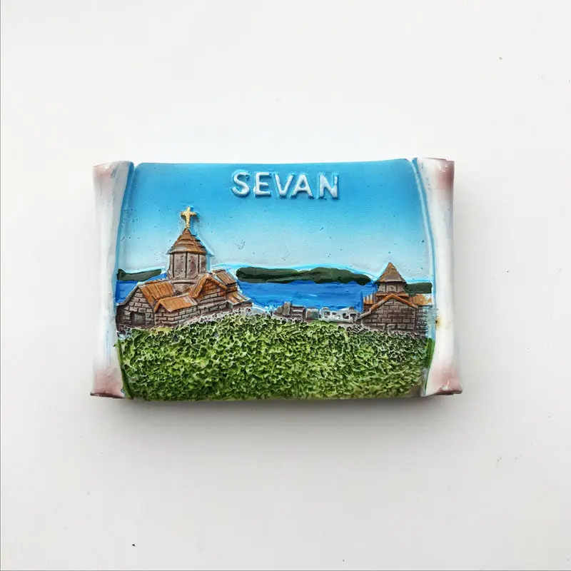 

Armenia Sevan Lake Creative Magnetic Refrigerator Stickers Travel Memorial Handmade Painting Three-dimensional Decoration Crafts