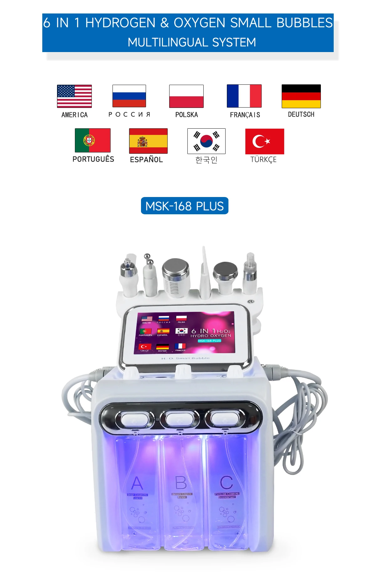 4QUEENS Hydrogen Purification Device Face Deep Cleaning 6 IN 1 H2O2 Spa Skincare Bubble Machines