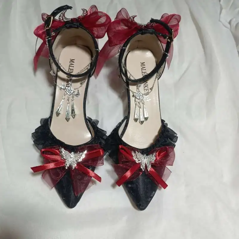 

High-Grade Lolita Women's Shoes Wedding Elegant Pointed High Heels Court Handmade