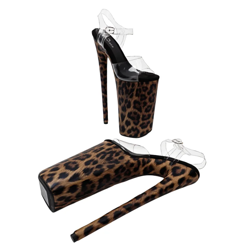 Leecabe  26CM/10inches Clear PVC upper open toe sexy exotic  High Heel platform party sandals stripper heel Pole Dance shoes