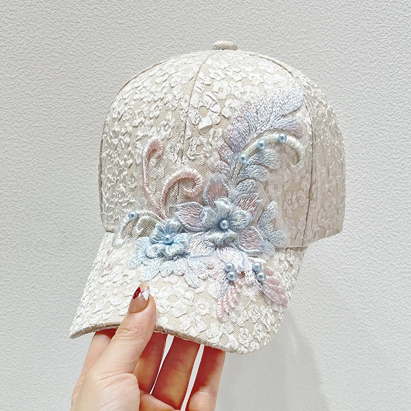 New Chinese Style Baseball Cap Embroidered Phoenix tail Lace flower  Duckbill Cap Fashionable Sun Protection Versatile Sun Hat