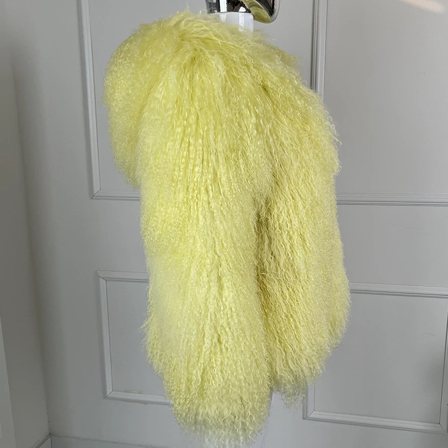 モンゴル羊の毛皮のコートフード付き毛皮のコート冬暖かいシープスキンジャケット女性の高級服天然シープスキンコート