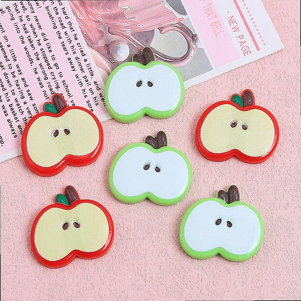 100pcs Kawaii Simulated Apple Resin Flatback Cabochon for DIY Phone Case Hairpin Keychain Earrings Decor