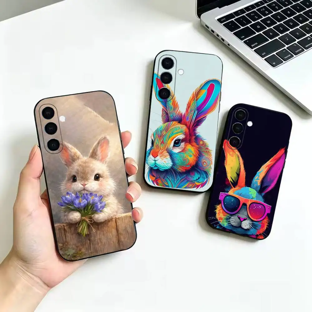Abstract Rabbit-T Soft Black Cover, Fit for Samsung Galaxy A02S,A12,A22,A32,A42,A52,A21S,A31,A41,A51,A71,A72,A73,A30S