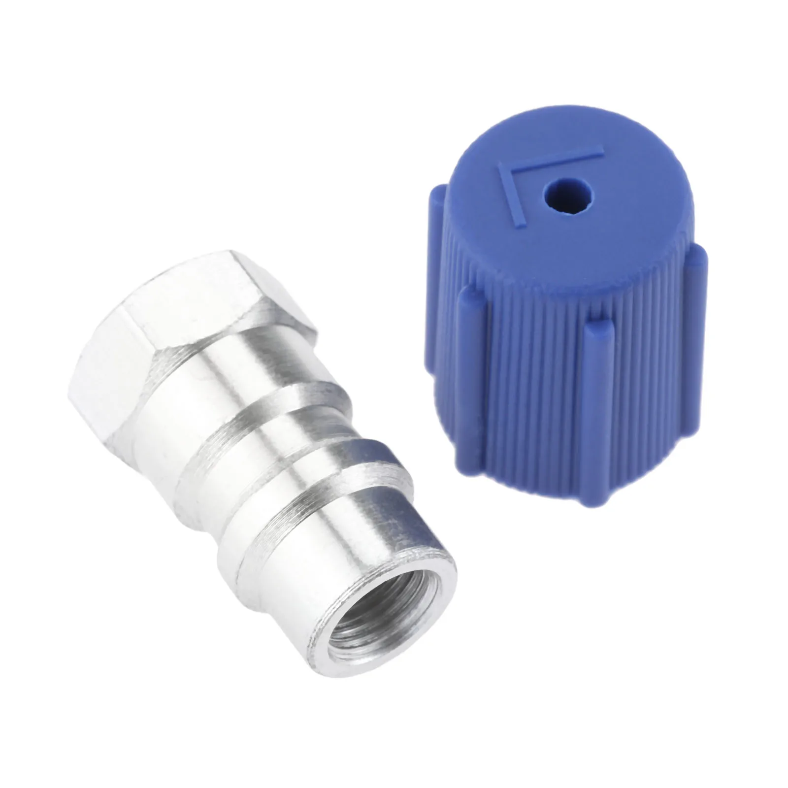 

R-12 To R-134a Retrofit Valve 7/16 Low Side Port Adapter with Blue Dust AC Cap Universal for Air Conditioning Systems