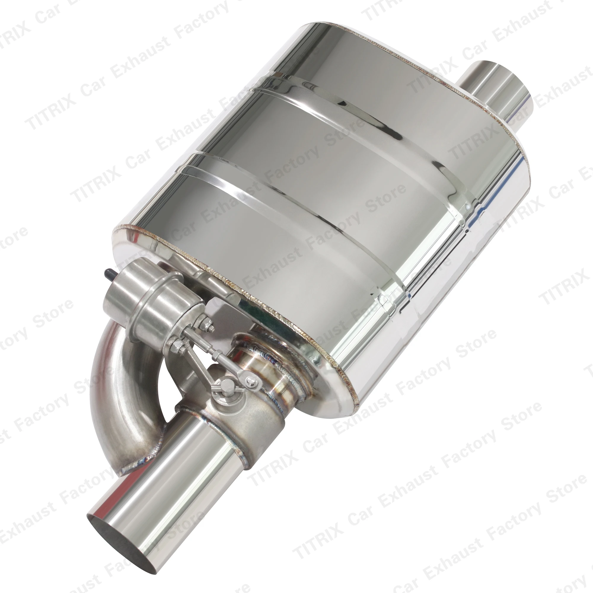 Vacuum Valve Control Exhaust Muffler Single Inlet Single Outlet Stainless Steel Catback Vacuum Valve Exhaust Muffler 63mm/76mm