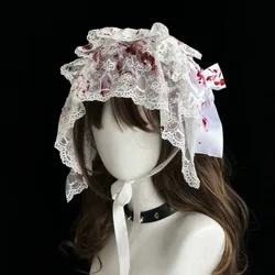 Gothic Dead Hair Lolita Multi-layer Lace Woman Headdress Bloody Headband Party Cosplay White Sister Hairband