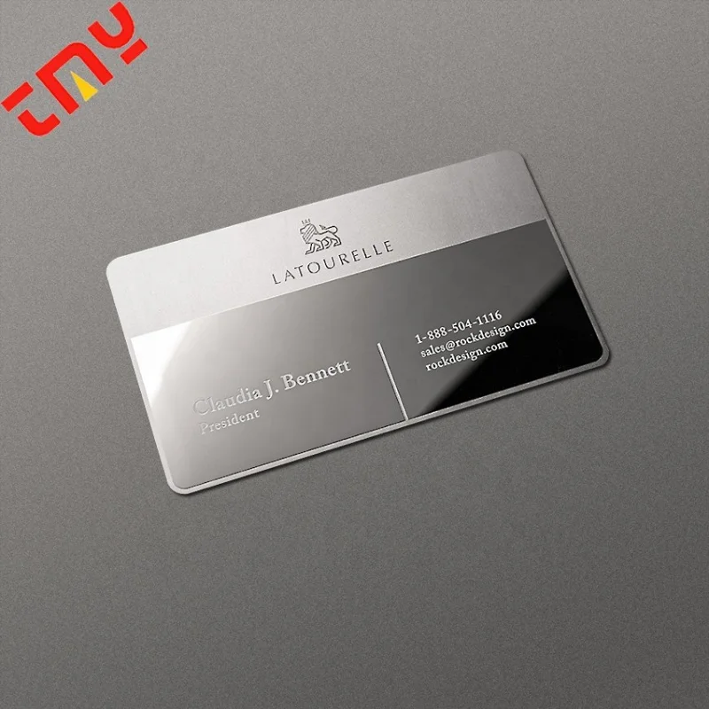 custom Top Grade Wholesale Modern Unique 0.8MM  Logo Luxury Blank Stainless Steel Mirror Metal Business Card For Laser Engraving