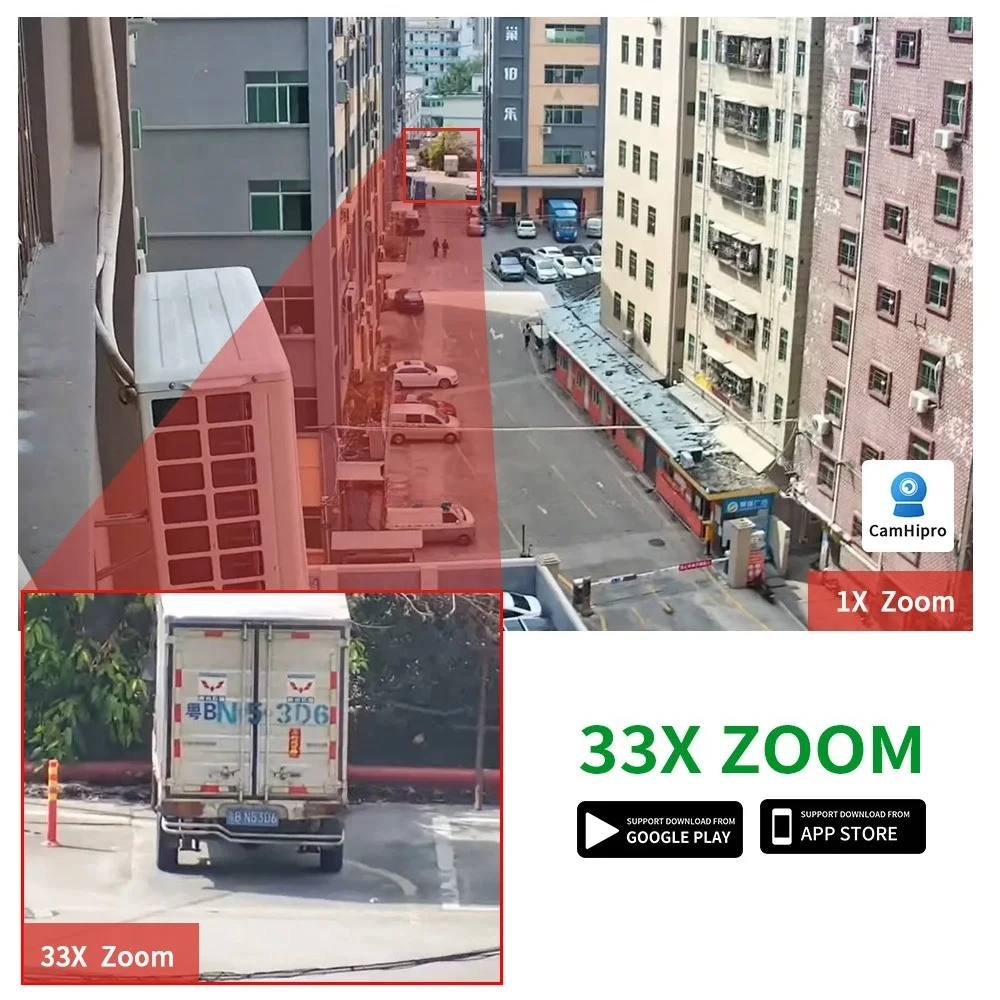 80W 40AH Akumulator Panel słoneczny HD 5MP/8MP 33X ZOOM Bezpieczeństwo Kamera IP Bezprzewodowa karta SIM 4G Zewnętrzna kamera monitorująca PTZ CCTV CamHi