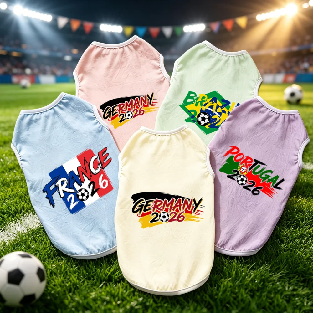 Summer Breathable Pet Vest CountryFlag Soccer Pattern Sleeveless Cat&Dog T-Shirt Soft Lightweight ClothesForChihuahuaPomeranian