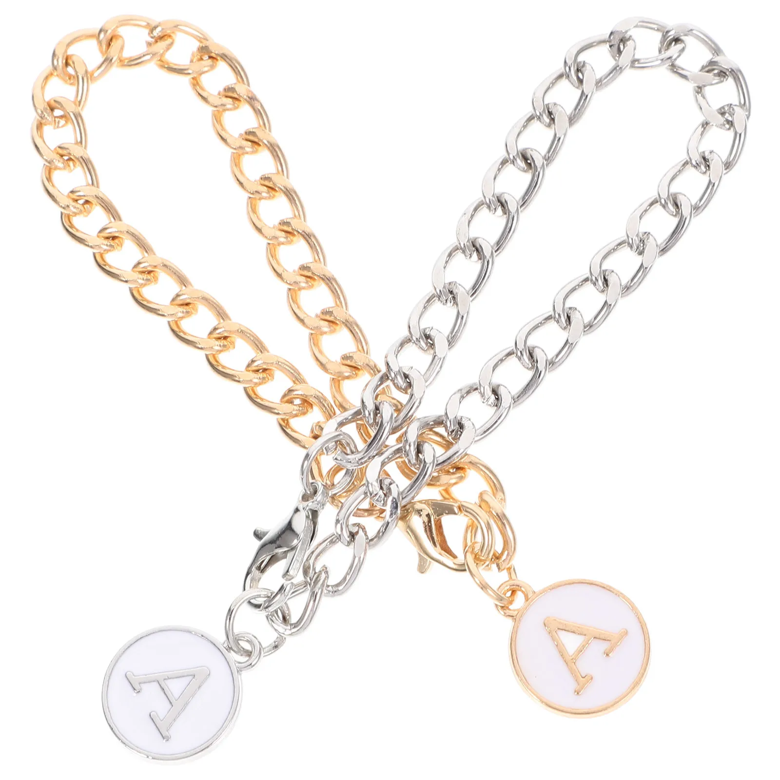 2 pezzi con ciondolo a forma di lettera, catena con manico per tazza, durevole, in acciaio inossidabile, accessori decorativi, ciondoli per tazza