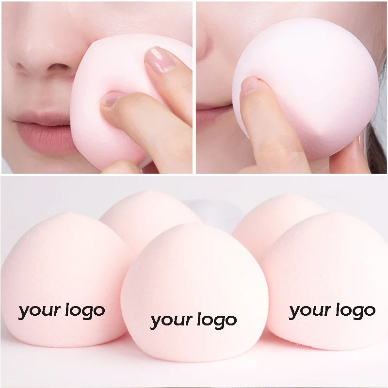 50pcs Custom Logo Print Name Cherry Darling Peach Steamed Bread Makeup Beauty Egg Powder Puff Make Up Sponge Beauty Tools Gifts