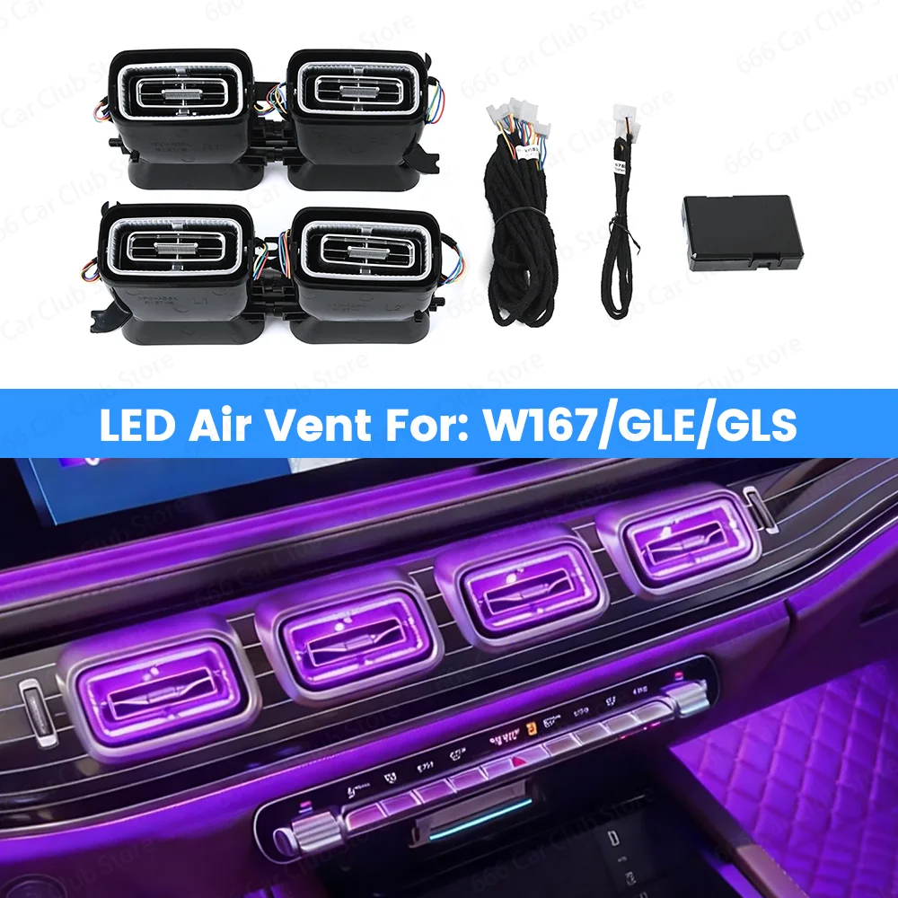 

64 Colour LED Air Vents For Mercedes Benz W167 GLE GLS GLE53 GLS63 Indoor Ambient Light RGB Turbine Nozzle Decorative Lamp Refit