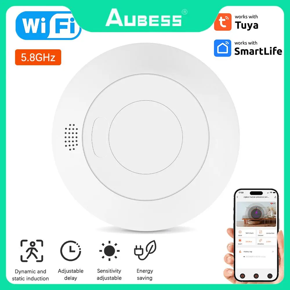 

Tuya Wifi Human Presence Detector MmWave PIR Montion Sensor Luminance Detection Smart Home Built In Relay Lighting