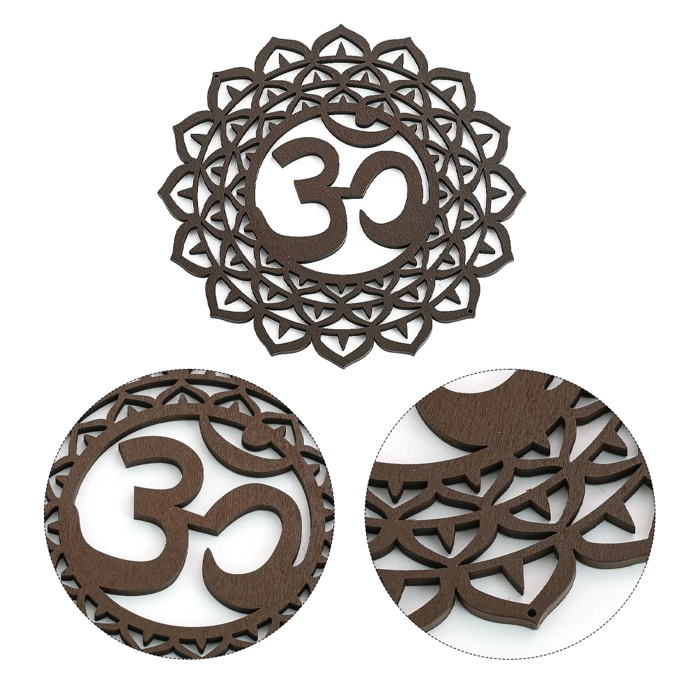 15CM Hollow Yoga Wooden Wall Hanging Room Decoration Home Yoga Meditation Accessories Tabletop Coasters Kitchen Decor Aesthetic