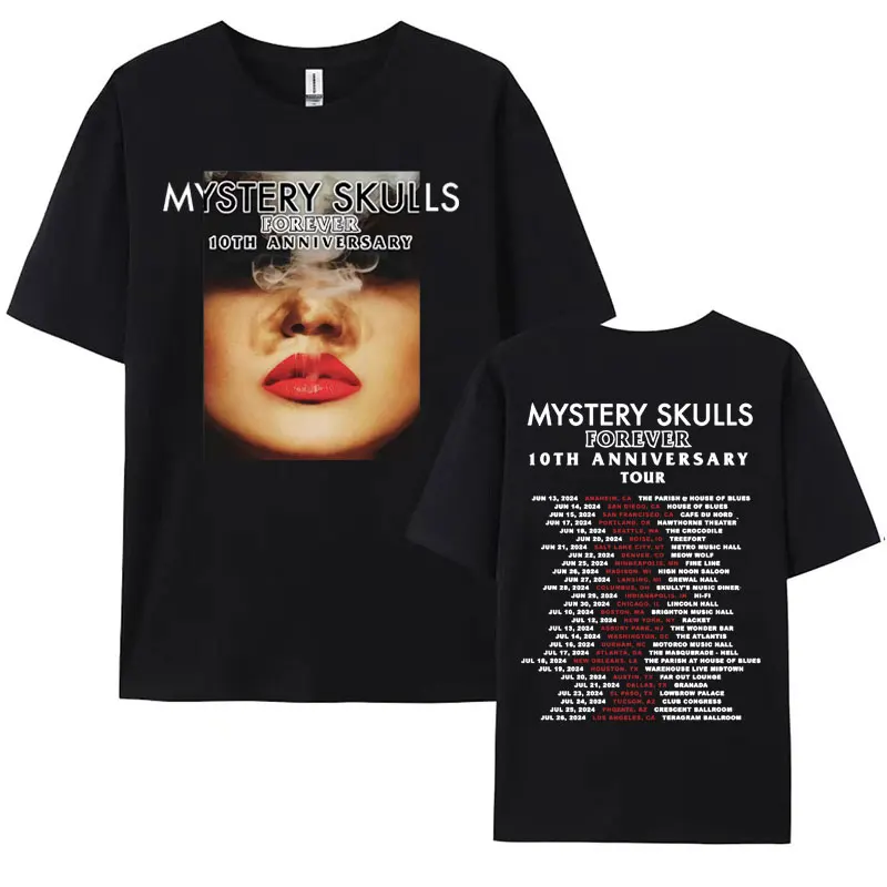 Mystery Skulls - Forever 10th Anniversary Tour 2024 T Shirt Men Hip Hop Punk Rock T-shirts Men Women Fashion 90s Vintage T-shirt