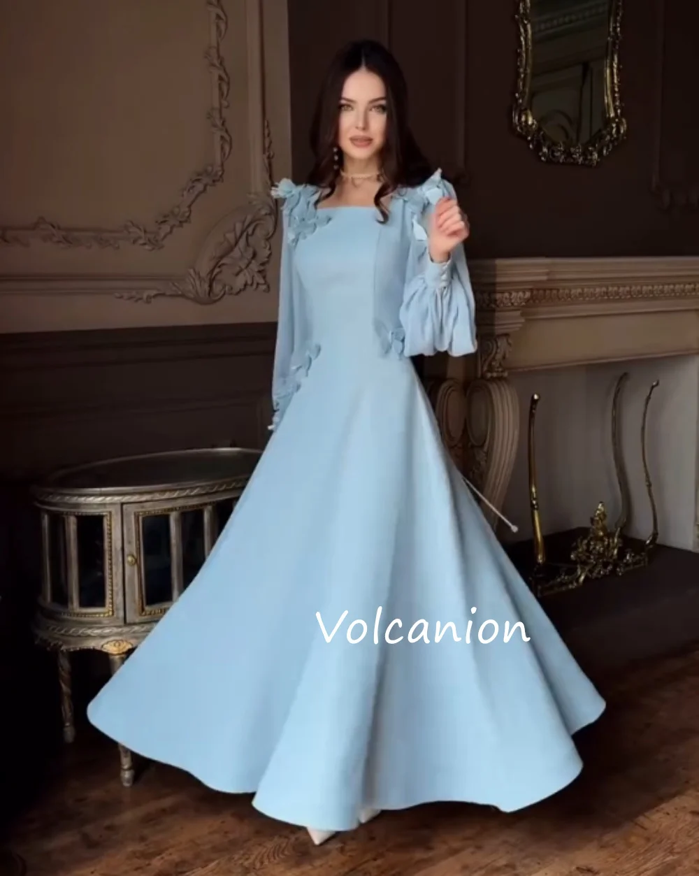 Vestidos Midi personalizados con apliques de cinta de Jersey, corte en A, cuello cuadrado, ocasión a medida, regreso a casa, elegante, sencillo, a juego