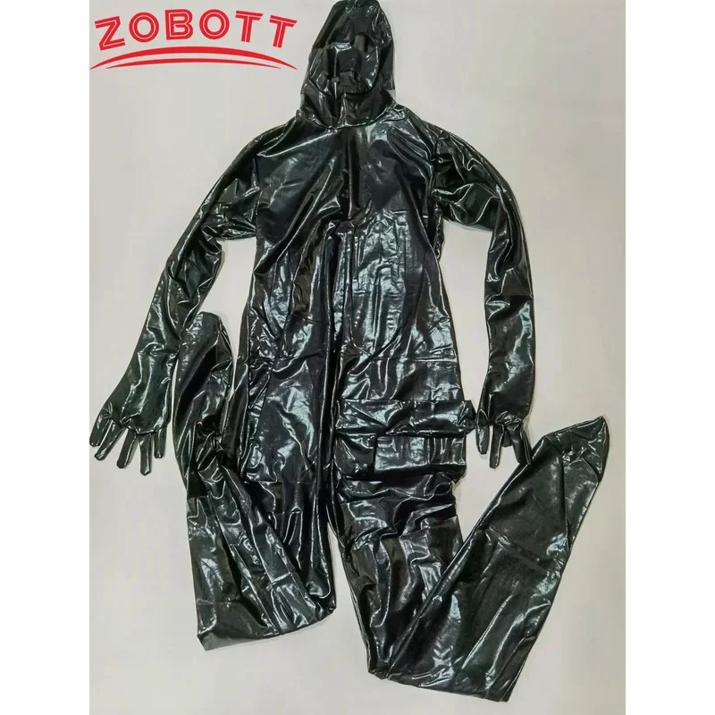 بدلة رجالية مطاطية من بولي كلوريد الفينيل بأكمام قضيب ، عين مفتوحة مثيرة ، بدلة جلد لاتكس ، زي مثير مثير ، ملابس جنسية مثلى ، نظرة شطبة