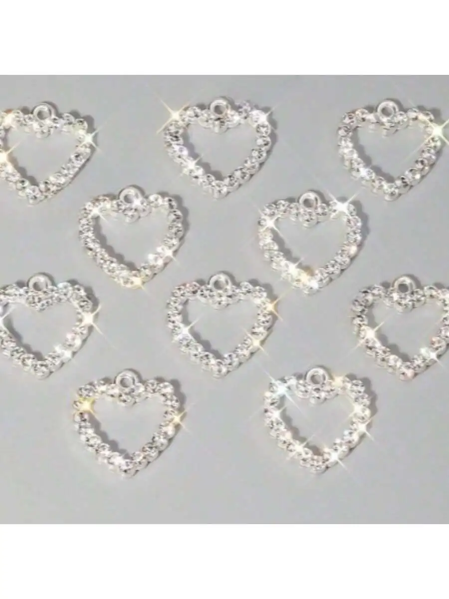10pcs DIY Full Diamond Peach Heart Pendant Accessories