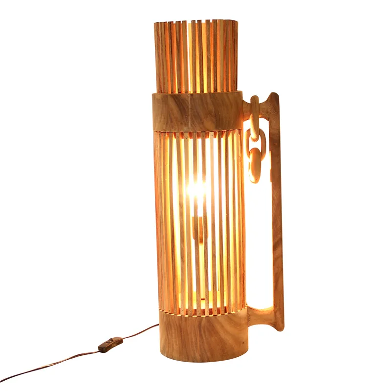 Lámpara de pie artesanal de nogal hecha a mano, lámpara decorativa para cama y desayuno, cafetería, hotel