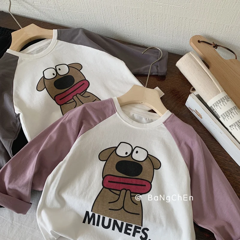 

ChildrenTT-shirt2024New Spring Boys' Cartoon Long Sleeve Children's Casual Raglan Sleeve Top FashionG0063-WS